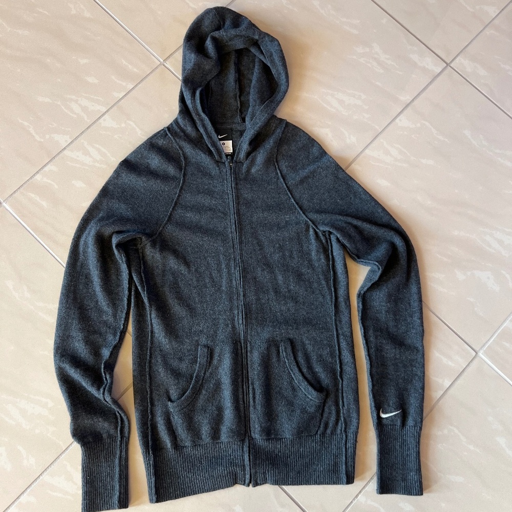 2824 Nike Women's Dark Grey Zip Up Hoodie Cotton/Wool size Small
